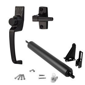 Kit Ferme-porte pour contre-porte lourde avec loquet &agrave; bouton poussoir Classic, noir