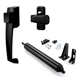 Kit Ferme-porte standard pour porte temp&ecirc;te avec VP poign&eacute;e &agrave; bouton-poussoir , noir
