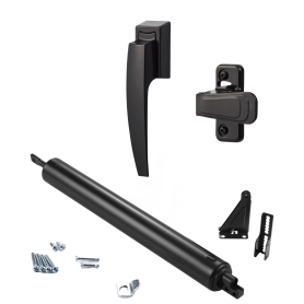 Kit standard de ferme-porte anti-temp&ecirc;te avec poign&eacute;e VP, noir mat
