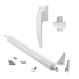 Kit standard de ferme-porte anti-temp&ecirc;te avec poign&eacute;e VP, blanc