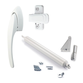 Kit Ferme-porte standard pour contre-porte avec ensemble de poign&eacute;e tirante CS, blanc