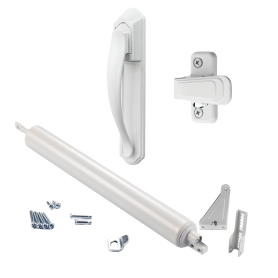 Kit standard de ferme-porte anti-temp&ecirc;te avec poign&eacute;e DX, blanc