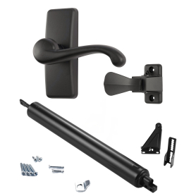 Kit standard de ferme-porte anti-temp&ecirc;te avec poign&eacute;e &agrave; levier GL, noir mat