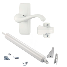 Kit standard de ferme-porte anti-temp&ecirc;te avec poign&eacute;e &agrave; levier GL, blanc