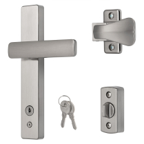 EL Lever Handle with Keyed Deadbolt - 2 Posts with Tie Down Screw, Satin Chrome