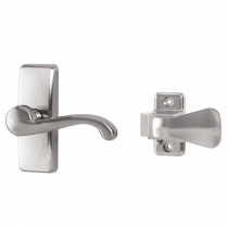 Ensemble de poign&eacute;e &agrave; bec-de-cane GL avec loquet int&eacute;rieur verrouillable, nickel satin&eacute;