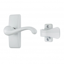 Ensemble de poign&eacute;e &agrave; bec-de-cane GL avec loquet int&eacute;rieur verrouillable, blanc
