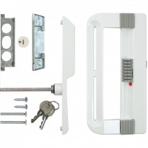 Ensemble de poign&eacute;e de porte patio avec verrouillage &agrave; cl&eacute;, blanc