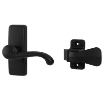 Ensemble de poign&eacute;e &agrave; bec-de-cane GL avec loquet int&eacute;rieur verrouillable, noir mat