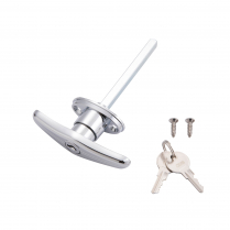 Garage Door Handle, Keyed T-Handle, 5/16&rdquo; Diameter And 4&rdquo; Long Shaft, Zinc Die Cast/Chrome Plated