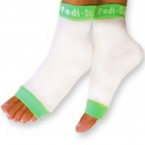 California Pedi-Sox White/Lime Green Trim PSL-603