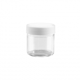 Clear Straight-Sided Glass Jar White Lid 1 oz  00812