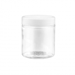 Clear Straight-Sided Glass Jar White Lid 4 oz  00814