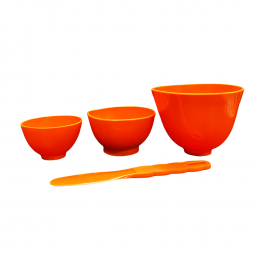 Plastic Mixing Bowl Set of 3 (L+M+S+Spatula) - Orange 04520