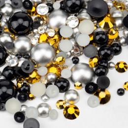 VDD Rhinestone Rainbow Half Round Pearls Mix Size 30g D1140