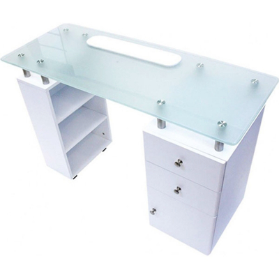 J&A Nail Table White With Frosted Glass Top(2pcs/set)DP-3438