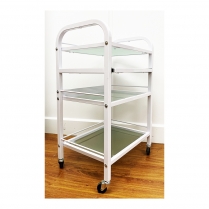 PI Beauty Trolley Glass Shelves White BT-018