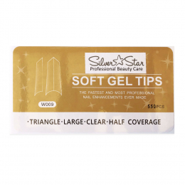 Silver Star Gel Tips 550PC Triangle ClearHalfCoverage L W009