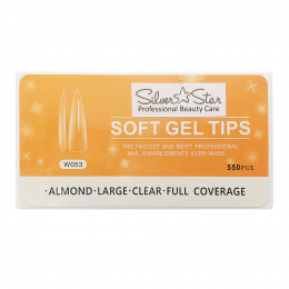 Silver Star Gel Tips 550PC Almond Clear Full Coverage L W053