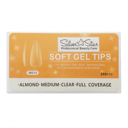 Silver Star Gel Tips 550PC Almond Clear Full Coverage M W013