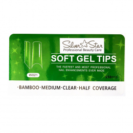 Silver Star Gel Tips 550PC Bamboo Clear Half Coverage M W021