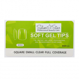 Silver Star Gel Tips 550PC Square Clear Full Coverage S W002