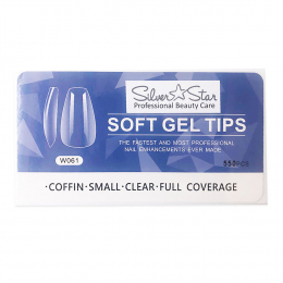 Silver Star Gel Tips 550PC Coffin Clear Full Coverage S W061