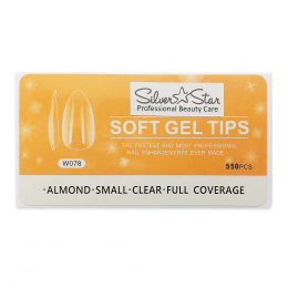 Silver Star Gel Tips 550PC Almond Clear Full Coverage S W078