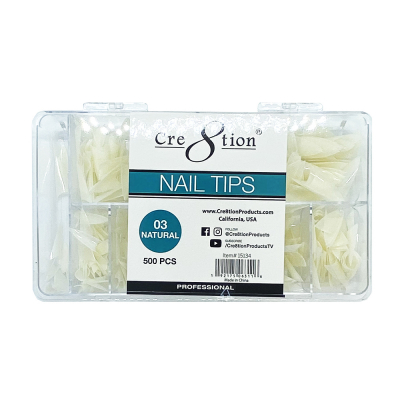 Cre8tion Nail Tips 500pcs 03 Natural Short Stiletto 15134