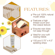 Gigi Petite Natural Muslin Strips .75"x4.5" 100 Strips #0625