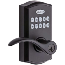 Kwikset 955 Matte Black Pembroke SmartCode Keypad Lever Set