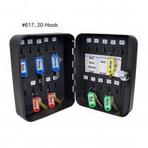 Lucky Line 61700 Metal Key Cabinet 20 Hook w/ Key Ring Label