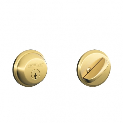 Schlage B60N-505 Deadbolt, Single Cylinder, Lifetime Brass