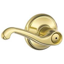 Schlage F40-FLA-605 Privacy Lock, Flair Lever, Bright Brass