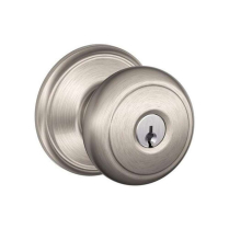 Schlage F51A-and-619 Entry Lock, andover Knob, Satin Nickel