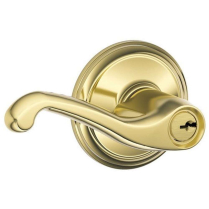 Schlage F51A-FLA-605 Entry Lock, Flair Lever, Bright Brass