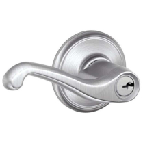 Schlage F51A-FLA-626 Entry Lock, Flair Lever, Satin Chrome