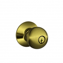 Schlage F51A-ORB-609 Entry Lock, Orbit Knob, Antique Brass