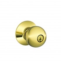 Schlage F80-ORB-605 Storeroom Lock, Orbit Knob, Bright Brass