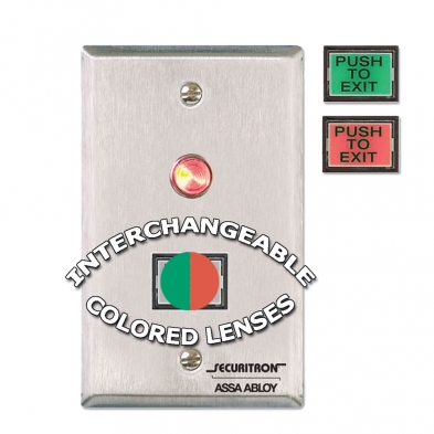 Securitron PB3 1" By 3/4" Illuminated "Push To Exit" Button