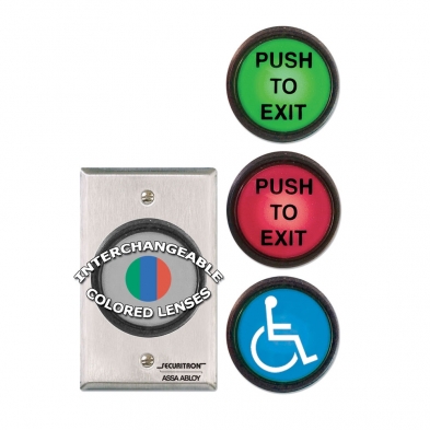 Securitron PBA 1-1/2" Round Illuminated "Exit" Pushbutton