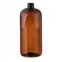 32oz/1 LITRE, AMBER COLORED ROUND BOTTLE, 28/410 NECK FINISH