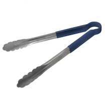 Stainless Steel Tongs Blue Handle 12"