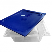 Half Size 4"D Pan With Blue Lid Clear BOM