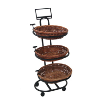3 Tier Mobile Oval Cart with Clip and 3 Baskets