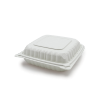 PP White Hinged Container 7.9x7.9x2.3" 150/cs