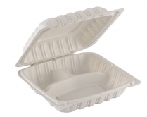 8x8" Corner Lock 3-Comp MFPP Clamshell Container 150/cs