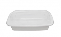 TIYA 12oz White Rectangle Container with Lid 150set/cs