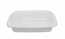 TIYA 16oz White Rectangle Container with Lid 150set/cs