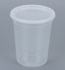 32oz Semi-Clear Plastic Container with vent Lid 250set/cs
